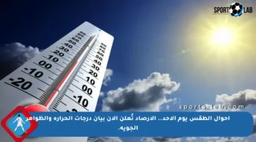 أحوال الطقس يوم الأحد.. الأرصاد تُعلن الآن بيان درجات الحرارة والظواهر الجوية.